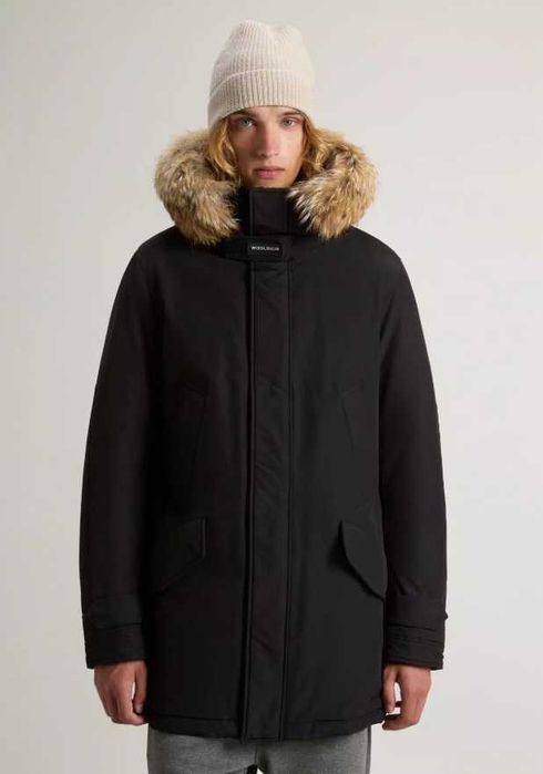 Geaca polar parka XL XXL de lux Woolrich Ramar Cloth puf si pene blana