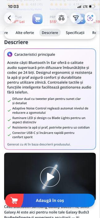 Casti galaxy buds3 pro