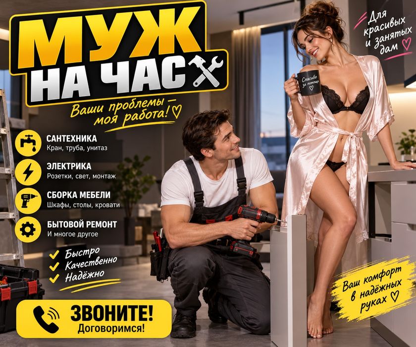 Муж на час   Мастер на час  Мастер на выезд Мастер все руки  Плотник