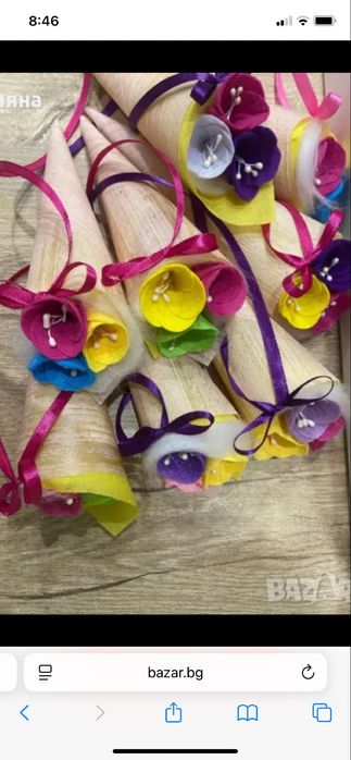 Декорации с цветя от филц- първи учебен ден