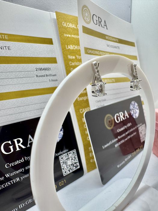 Сребърни обеци с мойсанит (Диамант) 0.5 карата