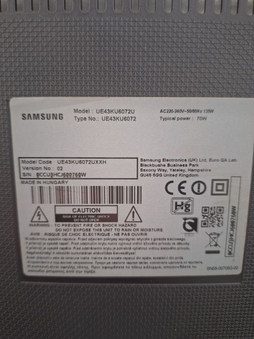 Samsung UE43KU6072 4K Led Smart