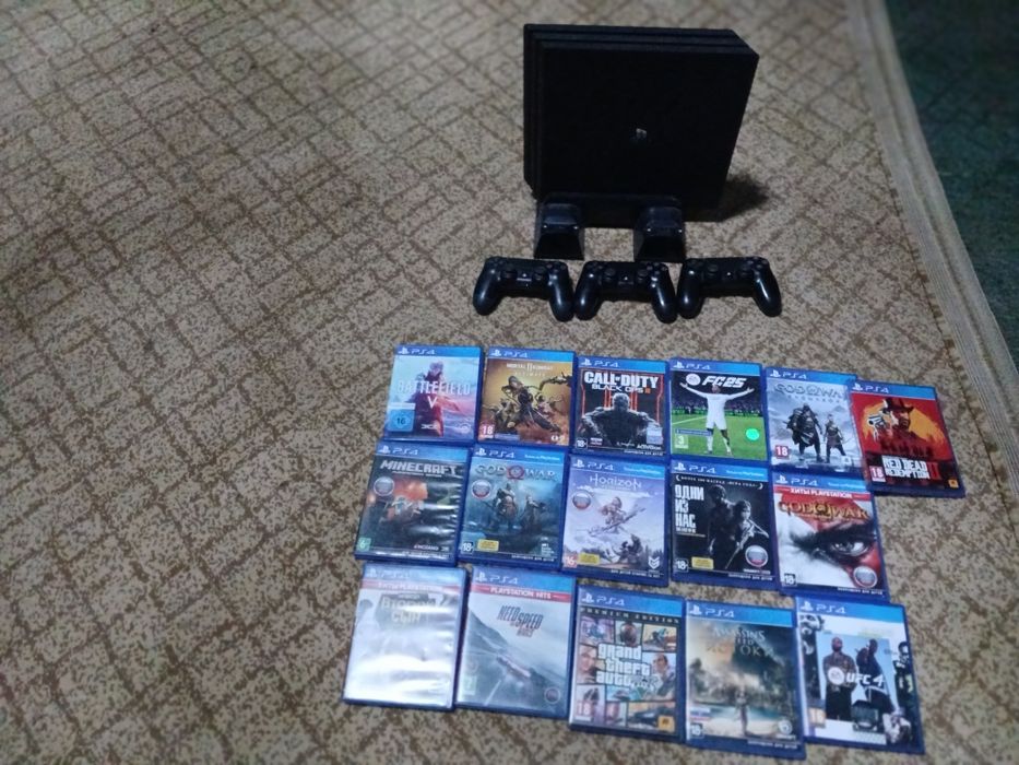 PS4 PRO 1TB 3ta joystick 16ta disk