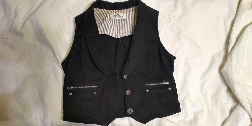 Vesta neagra Clockhouse UK ,dama cu nasturi si buzunare, M 38-40
