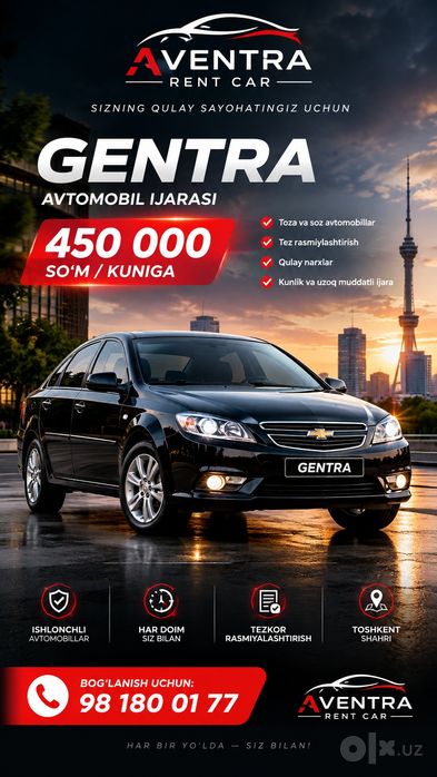 Gentra Arenda | Gentra Rent Car | Kunlik Arenda
