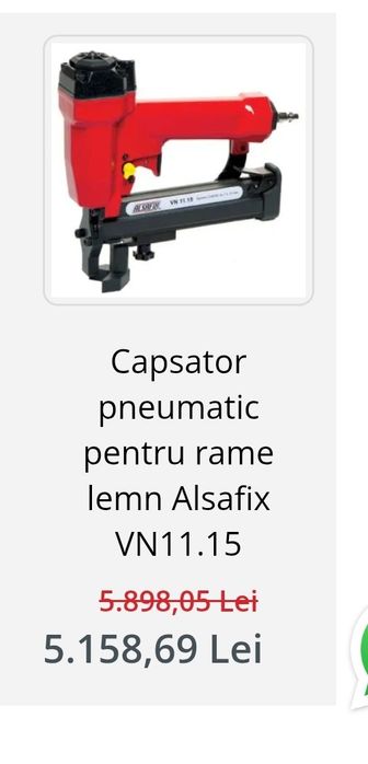 Capsator pneumatic, pentru rame, Alsafix VN11.15 Nefolosit