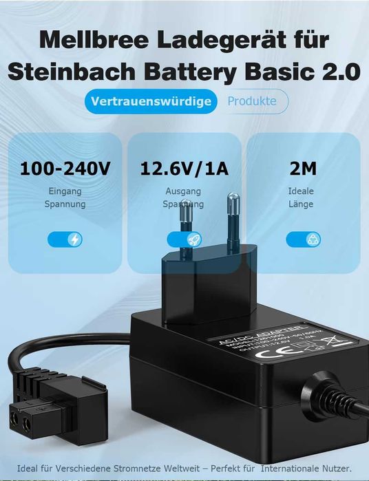 Încărcător 12.6V pentru Steinbach Basic 2.0 robot de piscină cablu de înlocuire 2m – 2m