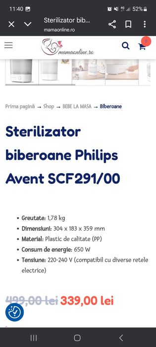 Sterilizator biberoane