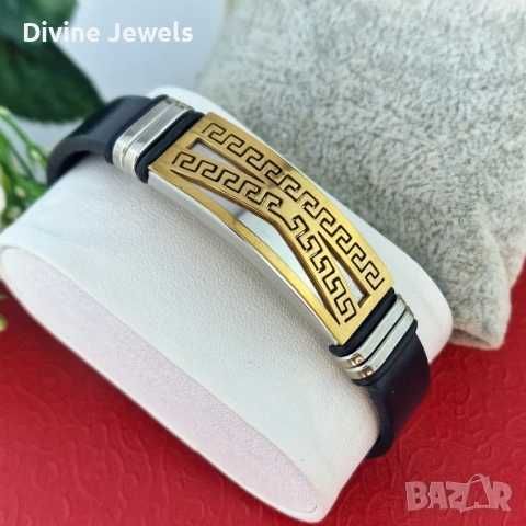 Luxury Greek Line | мъжка гривна с позлата