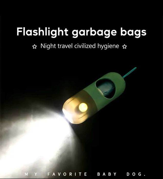 Suport Saci pentru catei cu lumina LED plus 5 saci cadou