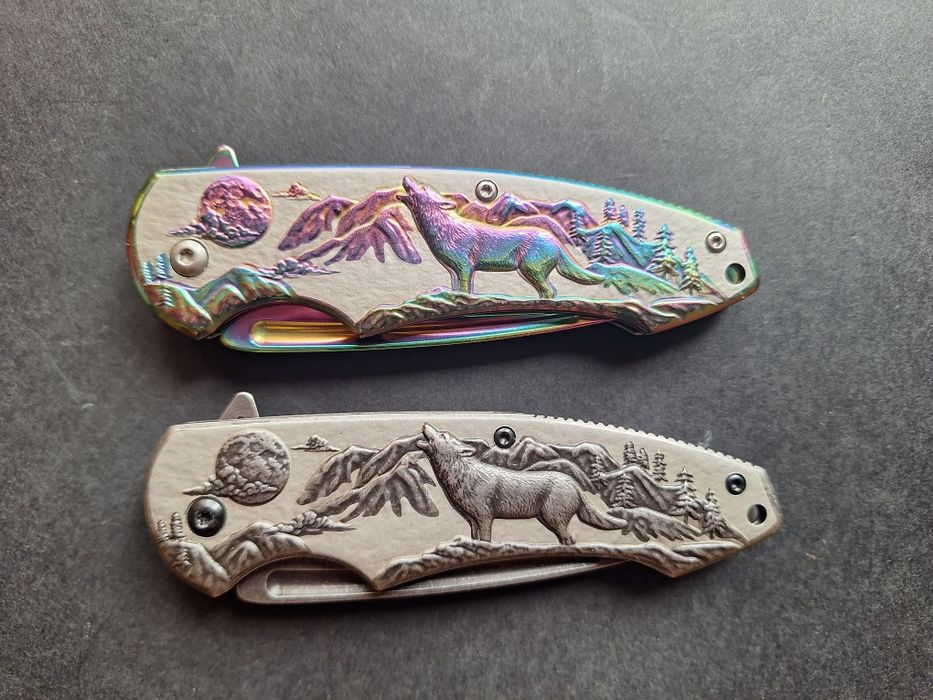 Сгъваем полуавтоматичен 3D релефен нож-Вълк