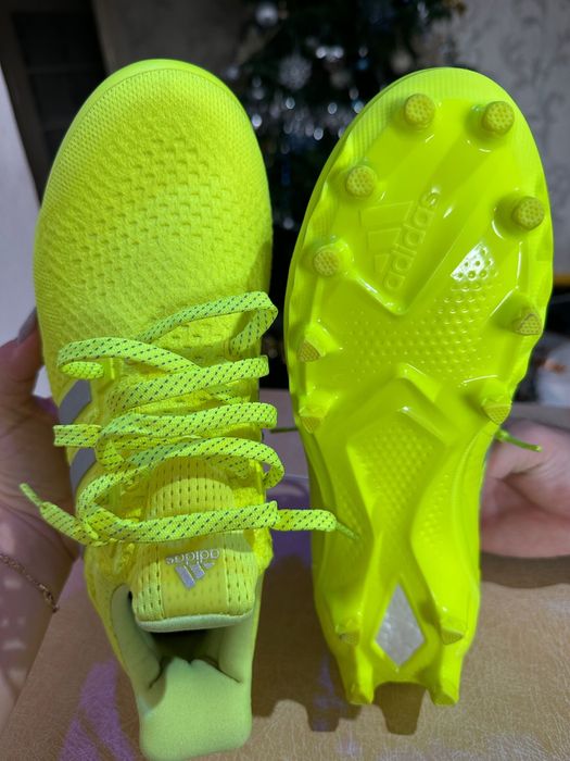Ghete de fotbal Adidas, verde neon, crampoane