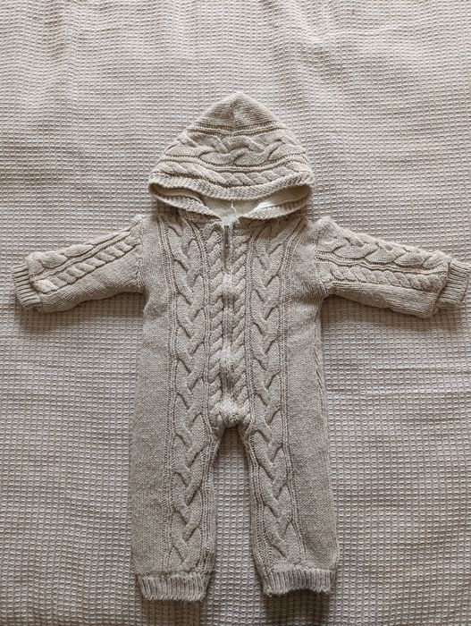 Вязаный, теплый, турецкий комбинезон для малышей