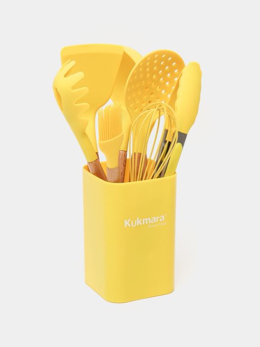 Кухонный набор из бамбука и силикона, а так же емкость для хранения