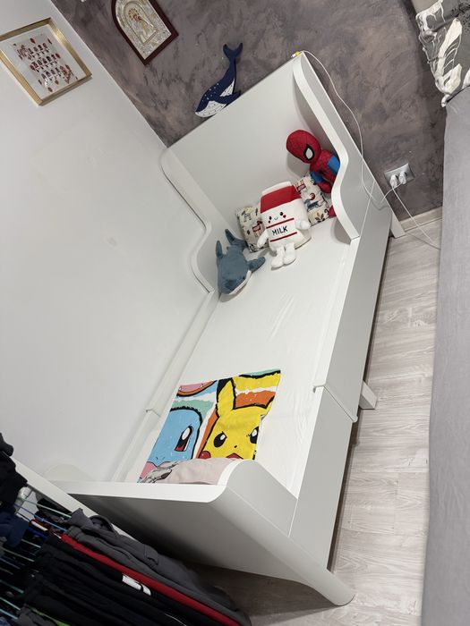 Pat extensibil ikea Busunge cu saltea Innerlig