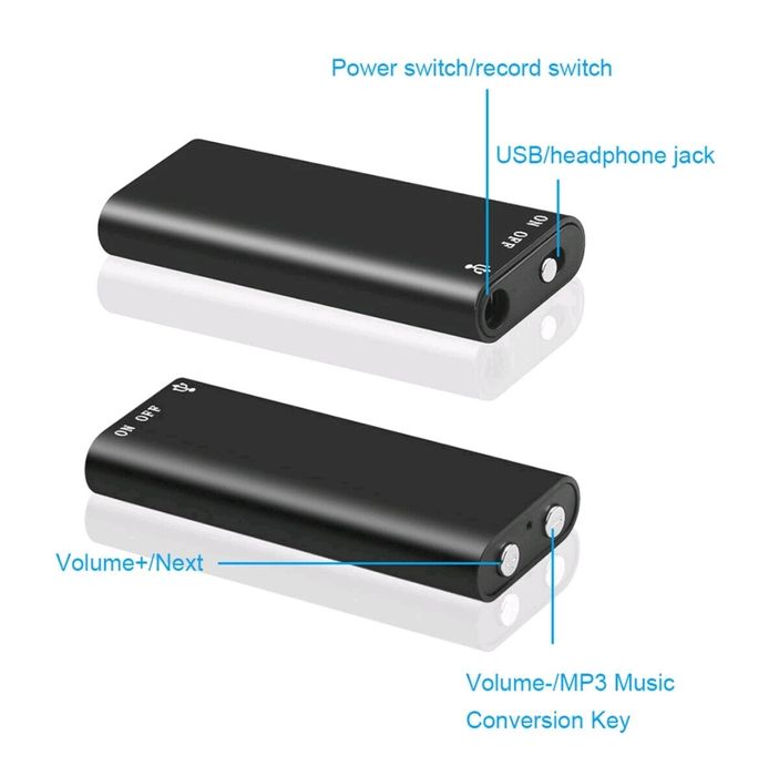 Мини Шпионски Аудио Рекордер 16 GB Диктофон Записвачка MP3 плейър