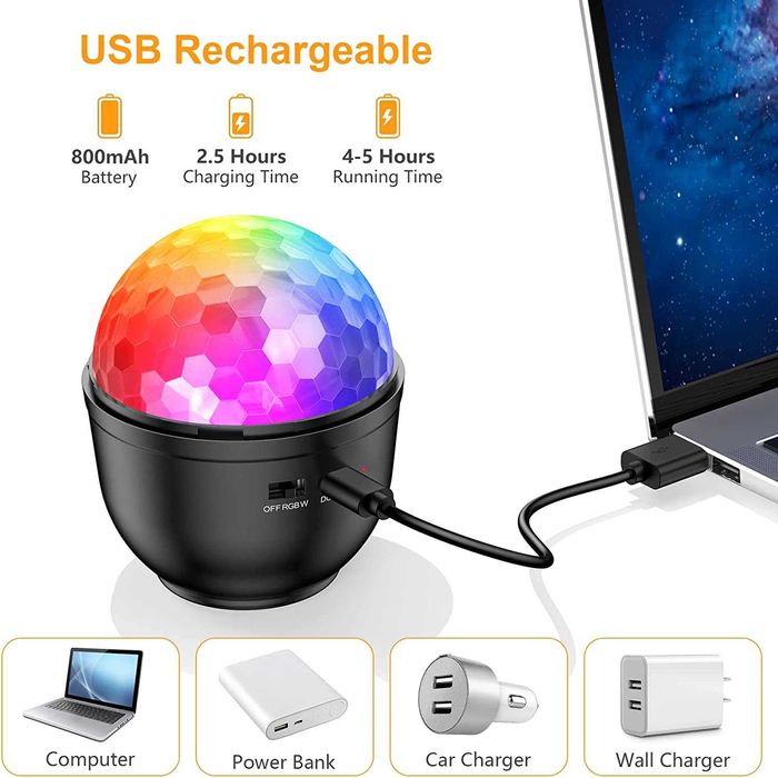 Диско мини топка, Gritin акумулаторни 360°, с дистанционно управление