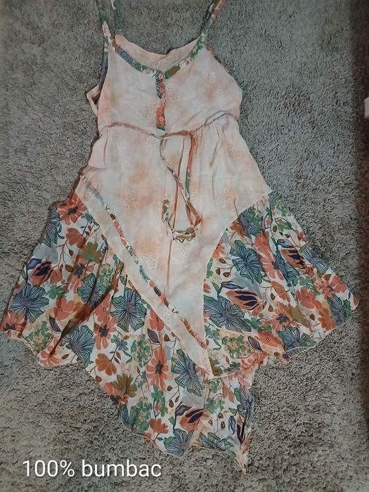 Rochie boho 100% bumbac, imprimeu floral / talie empire