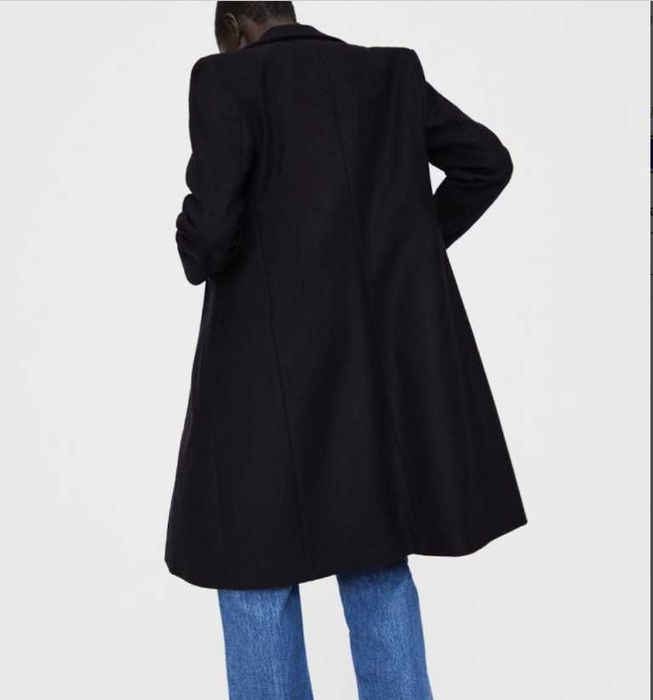 Пальто Зара оригинал темно синего цвет С размер