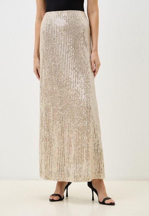Юбка макси с патейками золотая вечерняя базовая