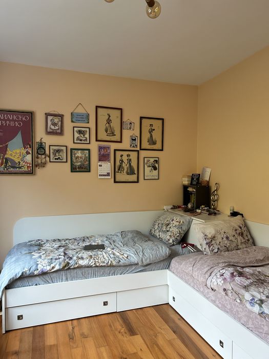 Комплект ъглови легла с ракла и шкафове + 2 матрака TED | (200/90)