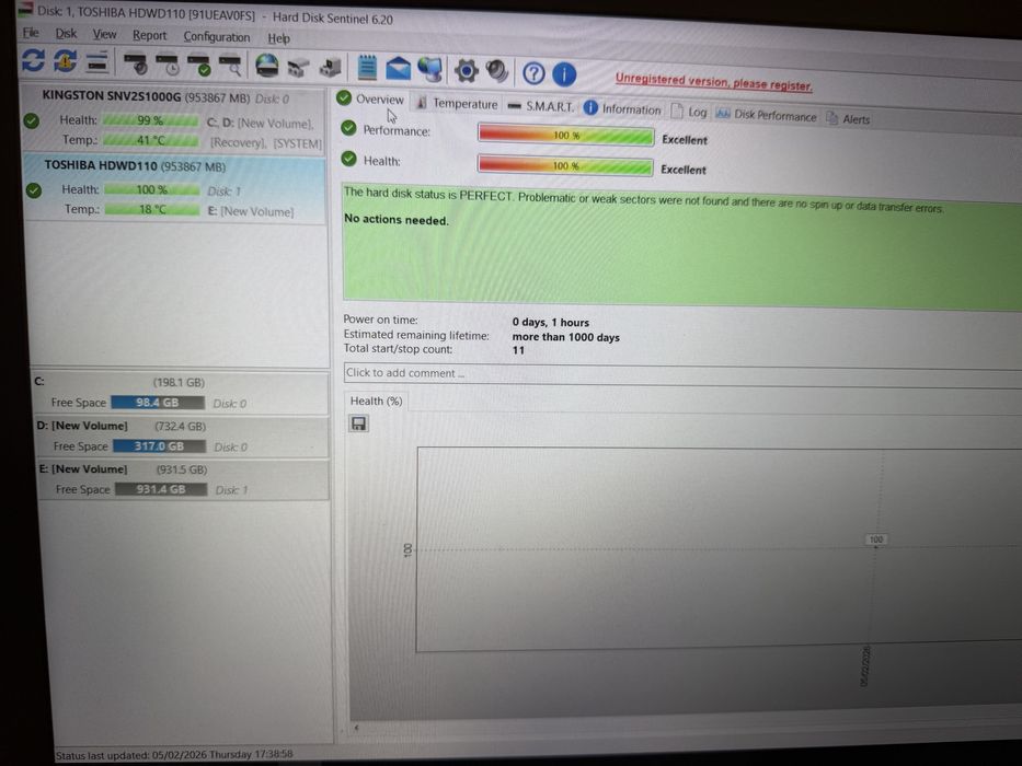 HDD Toshiba Western Digital 1Tb 7200 rpm 6Gb sata3 64MB Buffer Noi