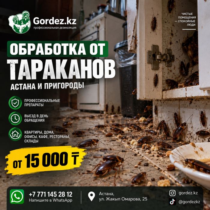 Обработка от тараканов в Астане | Дезинсекция помещений