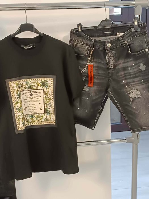 Compleu barbati Disquared tricou și pantalon de blugi scurrti