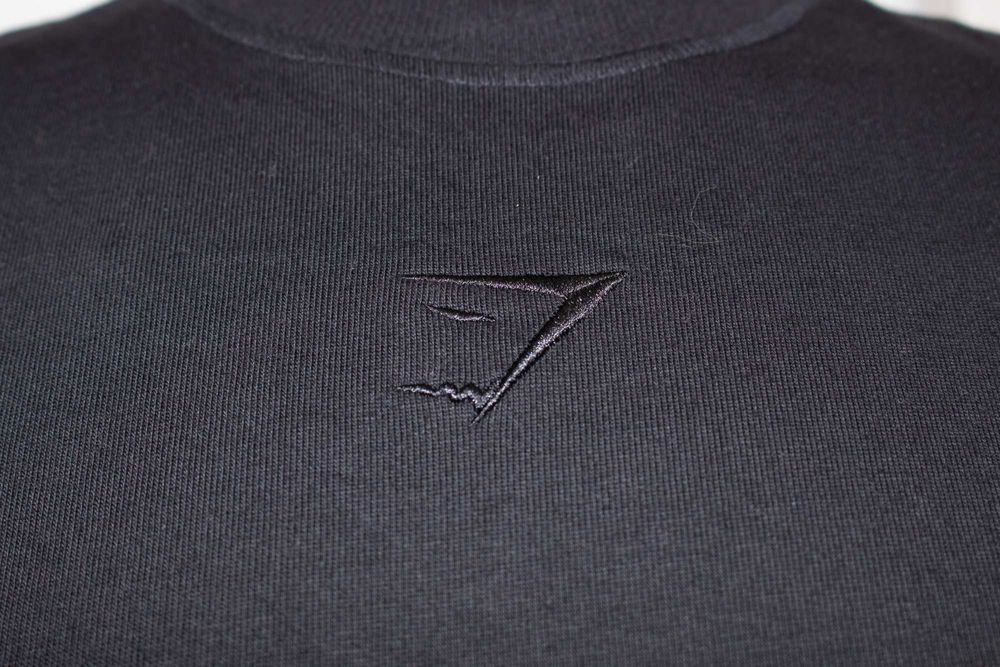 Gymshark premium мъжка тениска черна плътна тежка овърсайз S нова