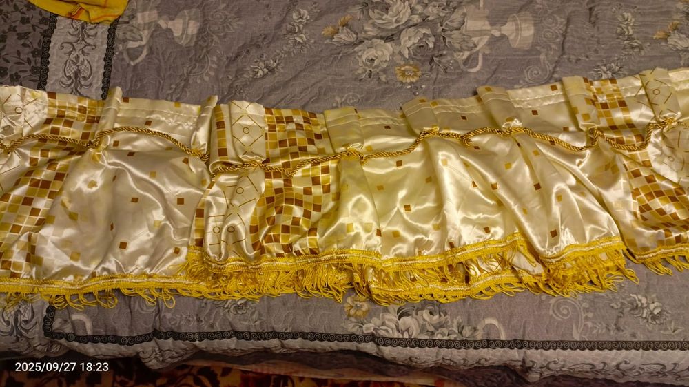 Ламбрекен бежевый, тюль