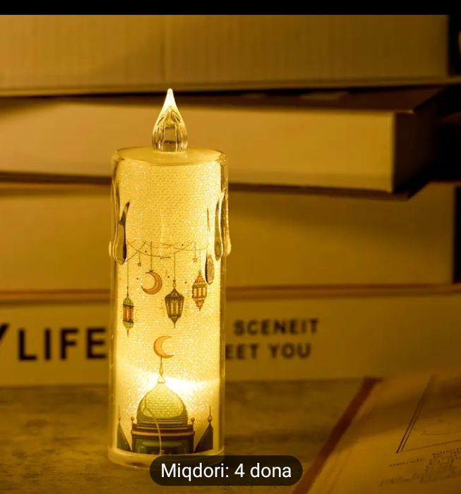 4 dona LED Ramazon Sham Chiroqlari - Batareyka Bilan Ishlaydigan,