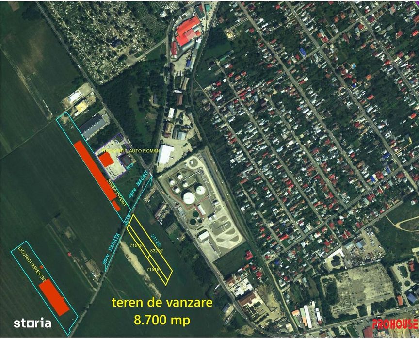 Teren intravilan 8.700 mp - deschidere 48 ml