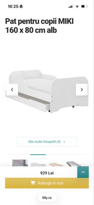 Pat de copii 160x80, 2 bucati, lada de depozitare + saltea incluse