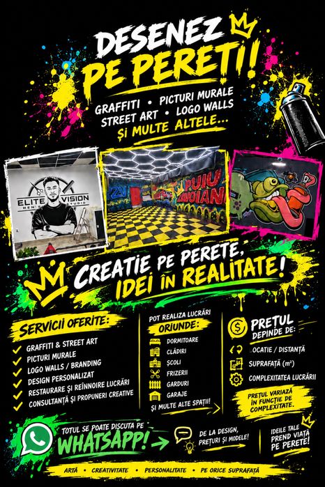 Graffiti & picturi murale personalizate – transformă-ți pereții!