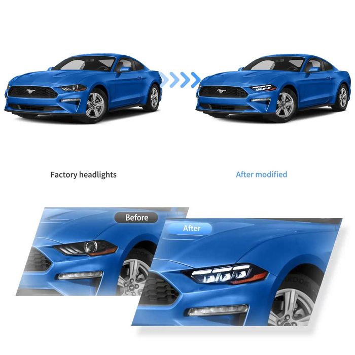 Комплект Full LED фарове с мигачи за Mustang 2018 с визията на S650