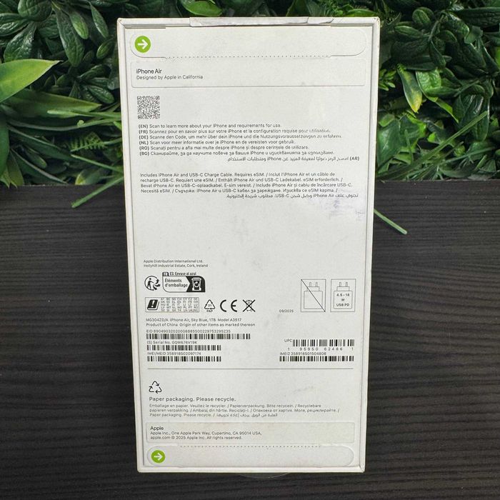Iphone Air 1 TB | Неразопакован | 36м Гаранция | Sky Blue