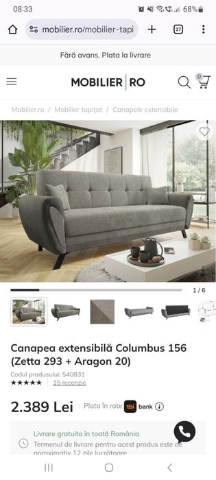 Canapea extensibila 3 locuri