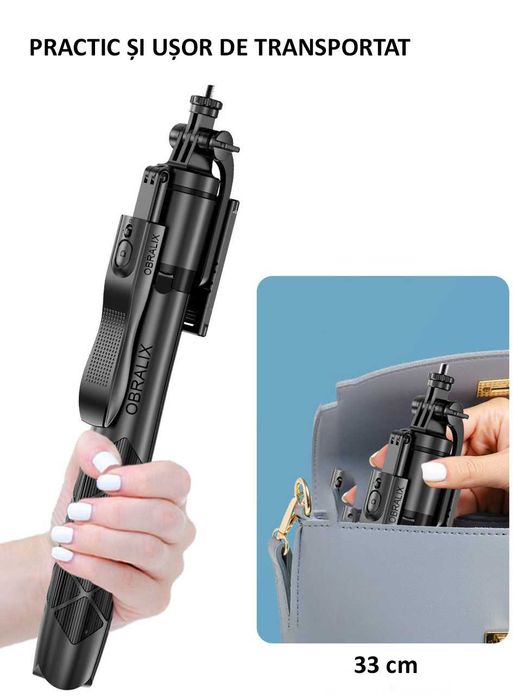 Selfie Stick, Tripod, Bluetooth, Universal, H33-155 cm, OBRALIX®