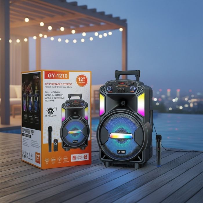 Мощна парти тонколона – двоен 8" говорител, 40W RMS, Bluetooth, караок