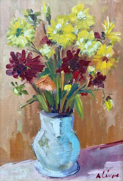 Tablouri vechi pereche - flori - semnate A Ciupe