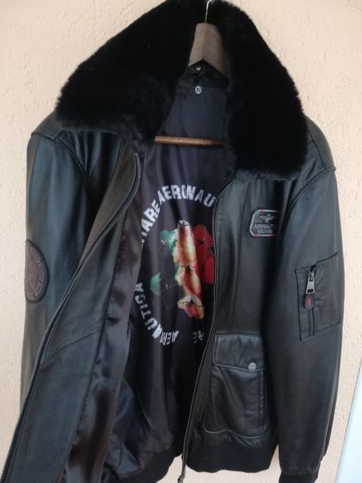 Geaca piele bărbati Aeronautica Militare Aviator xl