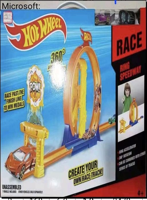 Большой трек Hot Wheel, две мертвые петли и две машинки