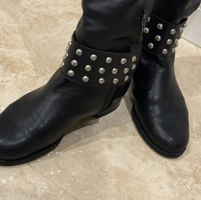 Cizme Piele Zara cu Catarama Metalica