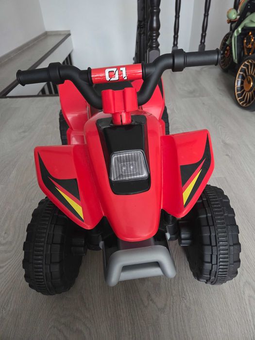 ATV Quad electric pentru copii, Homcom, Cu baterie reincarcabila de 6 V, 18-36 luni, 72 x 40 x 45.5cm, Rosu