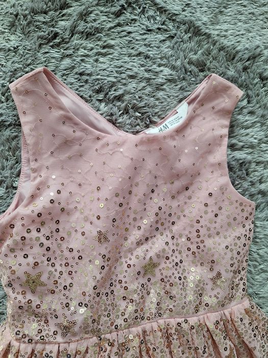 Rochie roz cu paiete printesa ocazie/nunta H&M, 8- 9 ani sau 134 cm