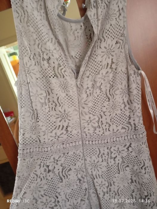 Rochie elegantă dantelă  gri marimea M