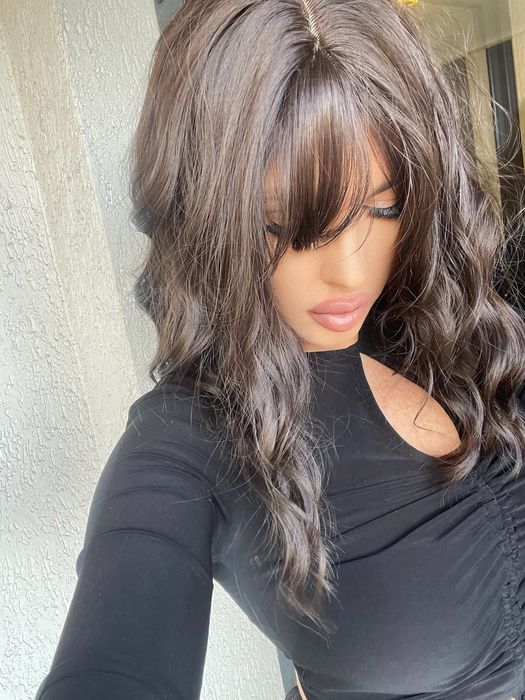 Peruca saten inchis / brunet ondulata