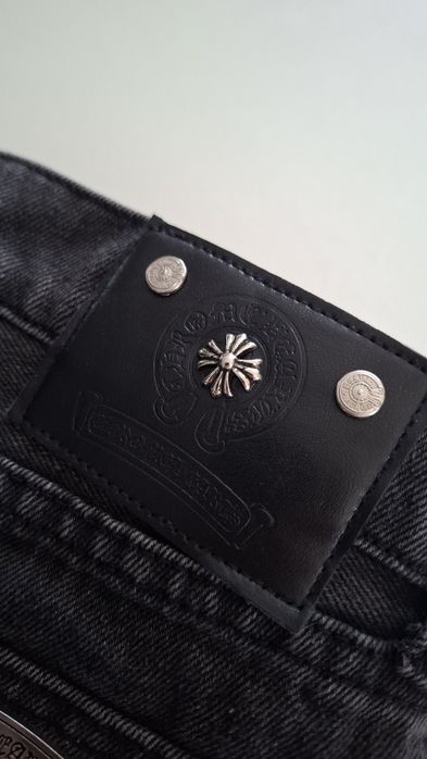 Blugi Scurti Chrome Hearts Negrii cu Cruci Negre, Marimea 36