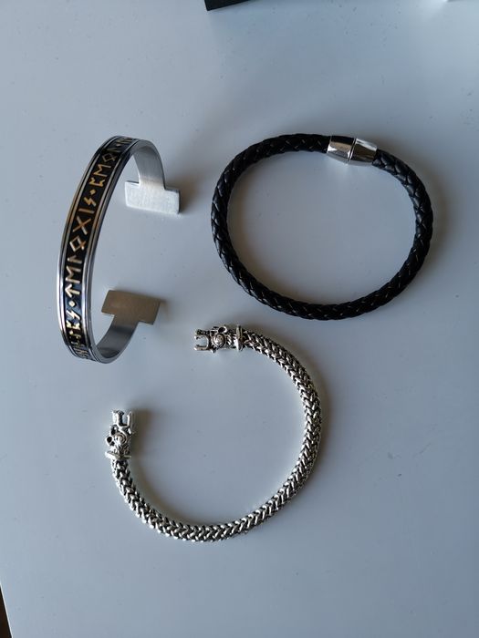 Brățări  bărbați, otel inoxidabil și piele