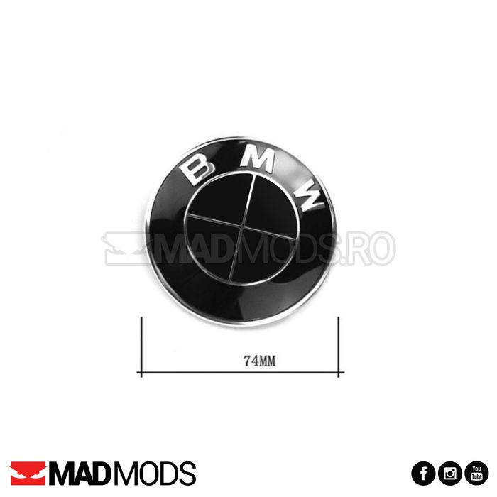 Embleme negre BMW 82 / 74 / 45mm capota portbagaj seria 1 2 3 4 5 6 7 8 i X M